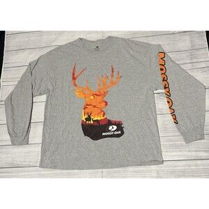 Mossy Oak Deer Long Sleeve Graphic T Shirt Silhouette Design Size 2XL XXL